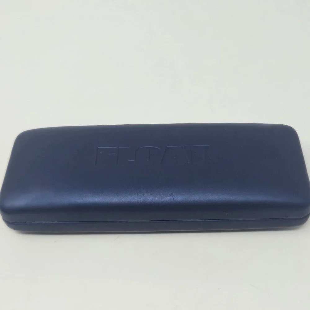 FLOAT Milan Italy Navy Blue Hard Eyeglasses Case with Cleaning Cloth